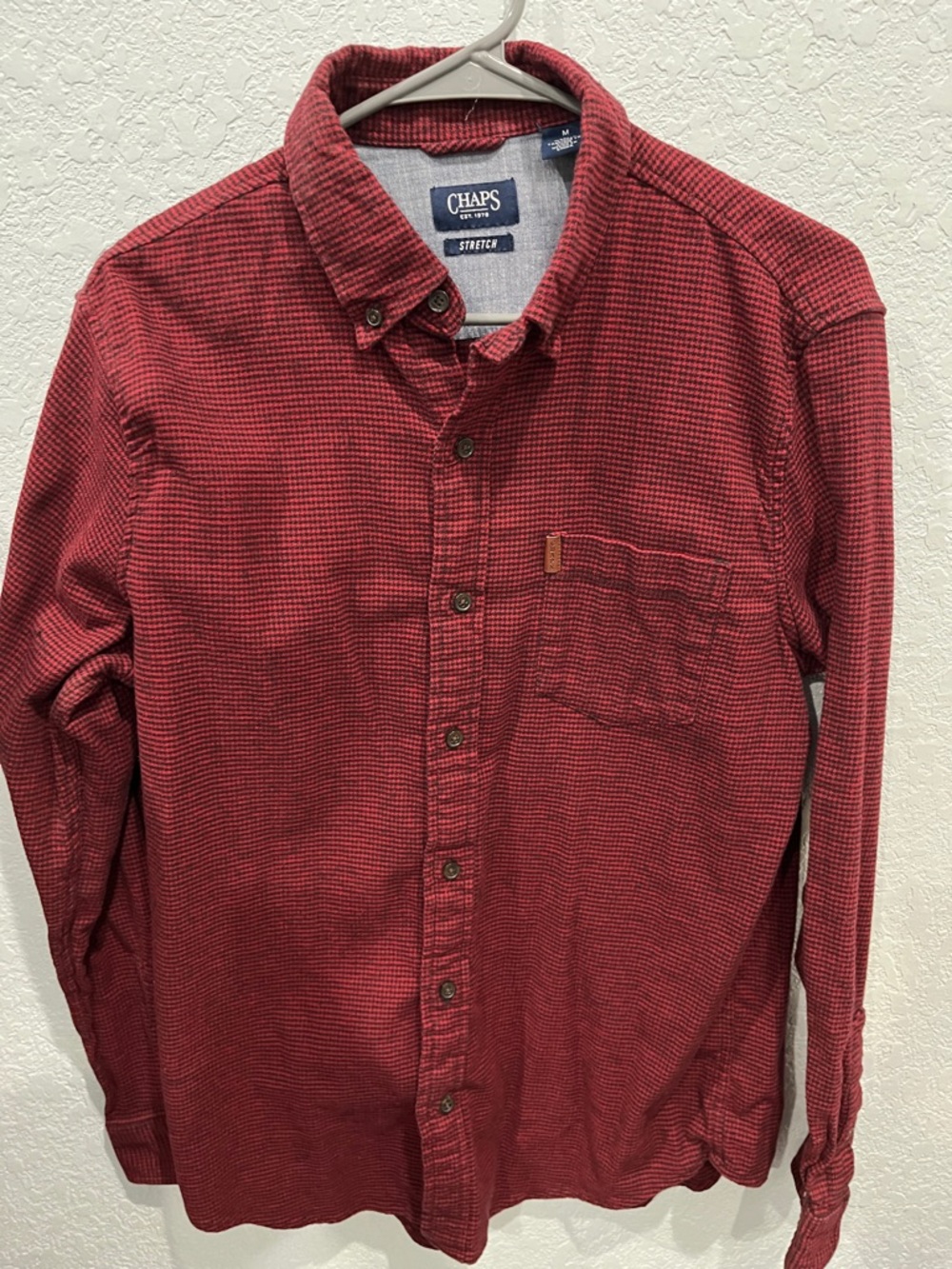 Chaps Burgundy and Black Long-Sleeve Button-Down Shirt